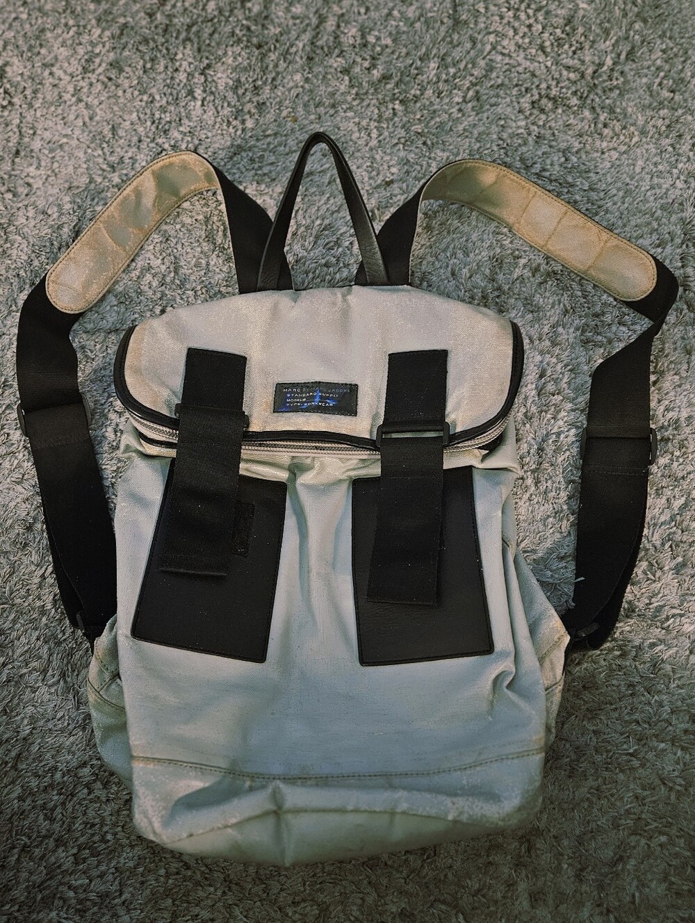 Marc By Marc Jacobs Men's Light Gray Backpack with Black Accents